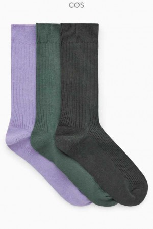 COS 3-Pack Gerippt Socks Socken Herren | 6428-KLHIB