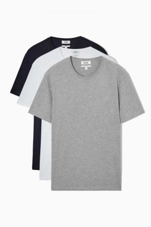 COS 3-Pack The Extra Fines T-shirts Herren Navy Grau Weiß | 1369-VPDEM