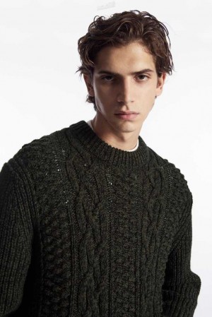 COS Cable-Knit Wolle Jumper Strickwaren Herren | 2834-GMJQB