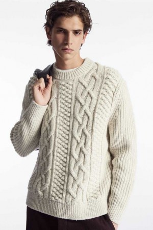 COS Cable-Knit Wolle Jumper Strickwaren Herren | 2861-YFCRD