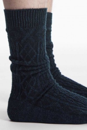 COS Chunky Argyle Cable-Knit Socken Herren | 1580-PWIAJ