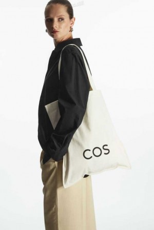 COS Cos Canvas Tote Bag Taschen Damen Weiß | 4375-LEYQD