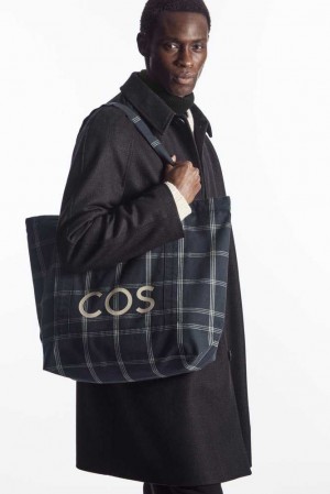 COS Cos Utility Tote - Canvas Taschen Herren Dunkelgrau | 5249-SLGJH