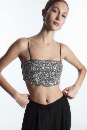 COS Crystal-Embellished Bustier Oberteile Damen | 3246-NSAJE