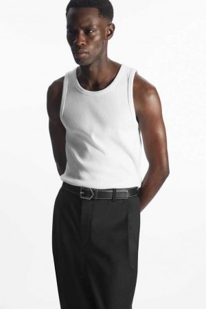 COS Gerippt Tank Top T-shirts Herren | 1584-BKMTN