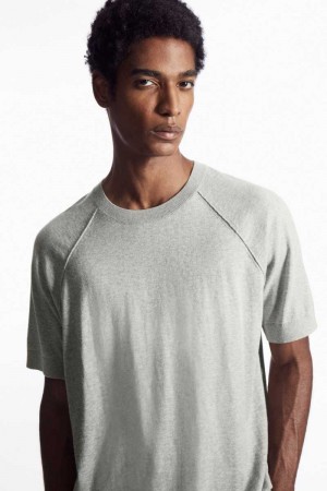 COS Gestrickt Cashmere-Blend T-shirts Herren Grau | 4892-TVIEY