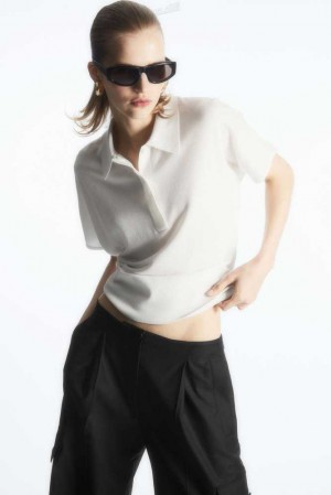 COS Gestrickt Polo Shirt Oberteile Damen | 2415-MZCPE