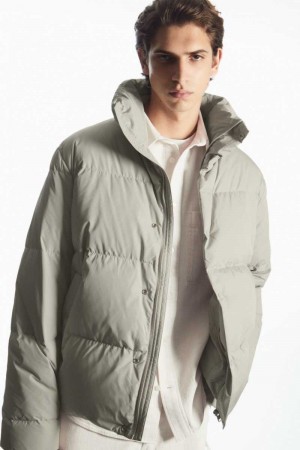 COS Kurzes Puffer Jacken Herren Grau Beige | 1573-IJLBM