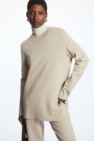 COS Milano-Knit Pullover Damen Beige | 5983-MBANT