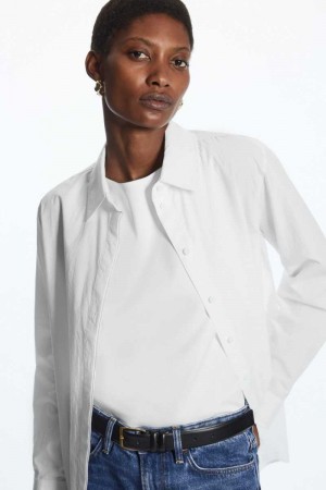 COS Minimal Concealed-Placket Hemd Damen Weiß | 0965-NAEUT