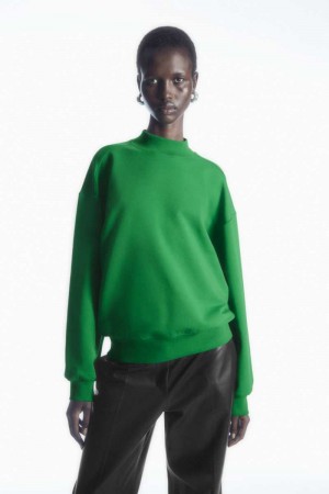 COS Mock-Neck Sweatshirts Damen Grün | 8264-XHJLW