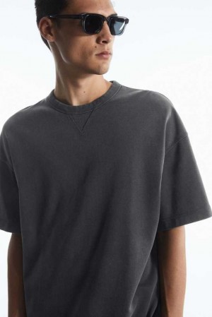 COS Oversized Heavyweight Kurzes-Sleeved Sweatshirt T-shirts Herren | 2780-AZMDG