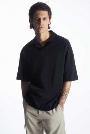 COS Oversized Open-Collar Polo-Shirt T-shirts Herren | 9502-HZWLQ