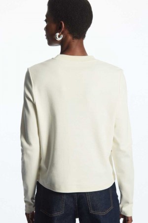 COS Regular-Fit Heavyweight Long-Sleeved T-shirts Damen Beige | 8173-WSXNY