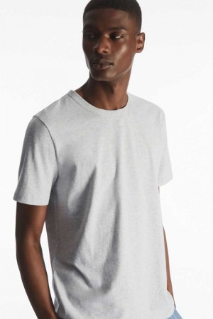 COS Regular-Fit Mid-Weight Brushed T-shirts Herren Grau | 8047-YPBRD