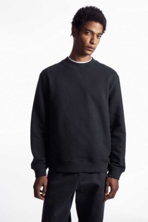 COS Textured-Jersey Sweatshirts Herren Navy | 0942-RJHAK