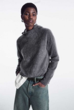 COS Textured Pure Cashmere Hoodie Pullover Damen | 2384-BGOVN