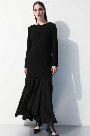 COS The Flared Silk Maxi Skirt Röcke Damen | 0569-AOSUV