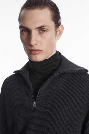 COS Wolle And Baumwoll-Blend Half-Zip Jumper Strickwaren Herren | 3125-VHCJP