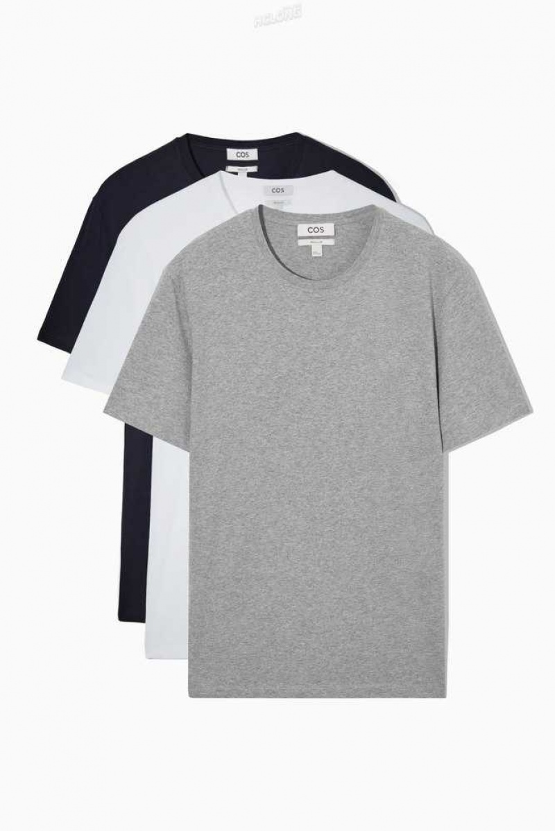 COS 3-Pack The Extra Fine T-Shirts T-shirts Herren | 1489-PURWI