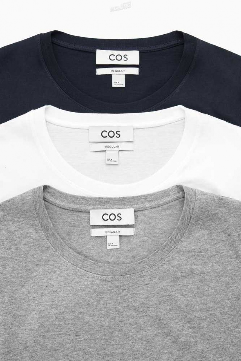 COS 3-Pack The Extra Fine T-Shirts T-shirts Herren | 1489-PURWI