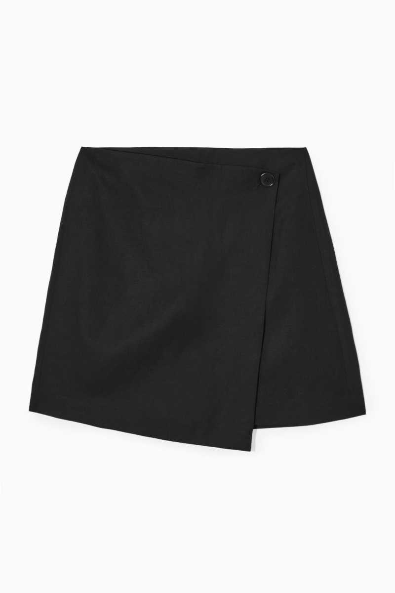 COS Asymmetric Mini Wrap Röcke Damen Schwarz | 3291-ERYOK