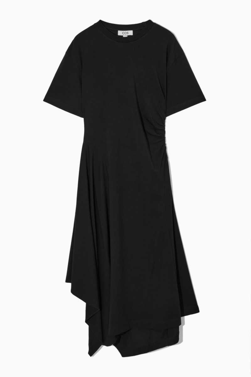 COS Asymmetric T-Shirt Kleid Damen Schwarz | 5132-JWQXN