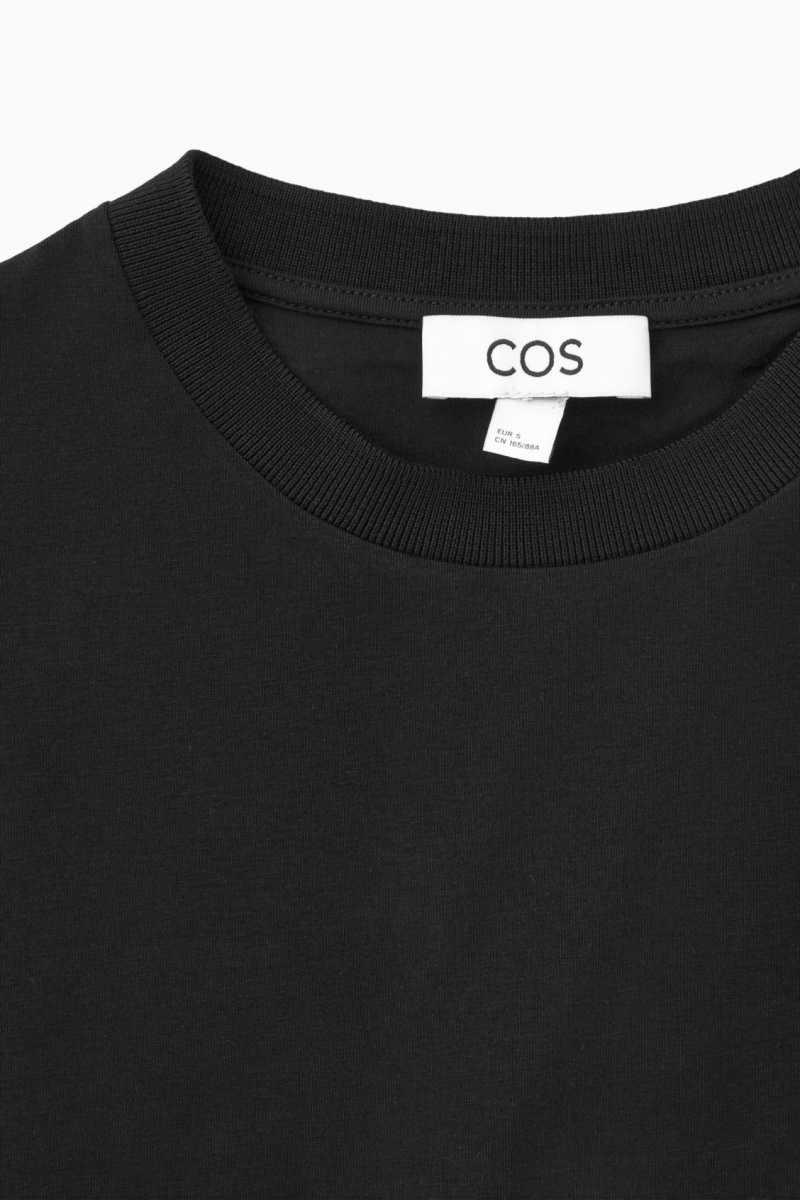 COS Asymmetric T-Shirt Kleid Damen Schwarz | 5132-JWQXN