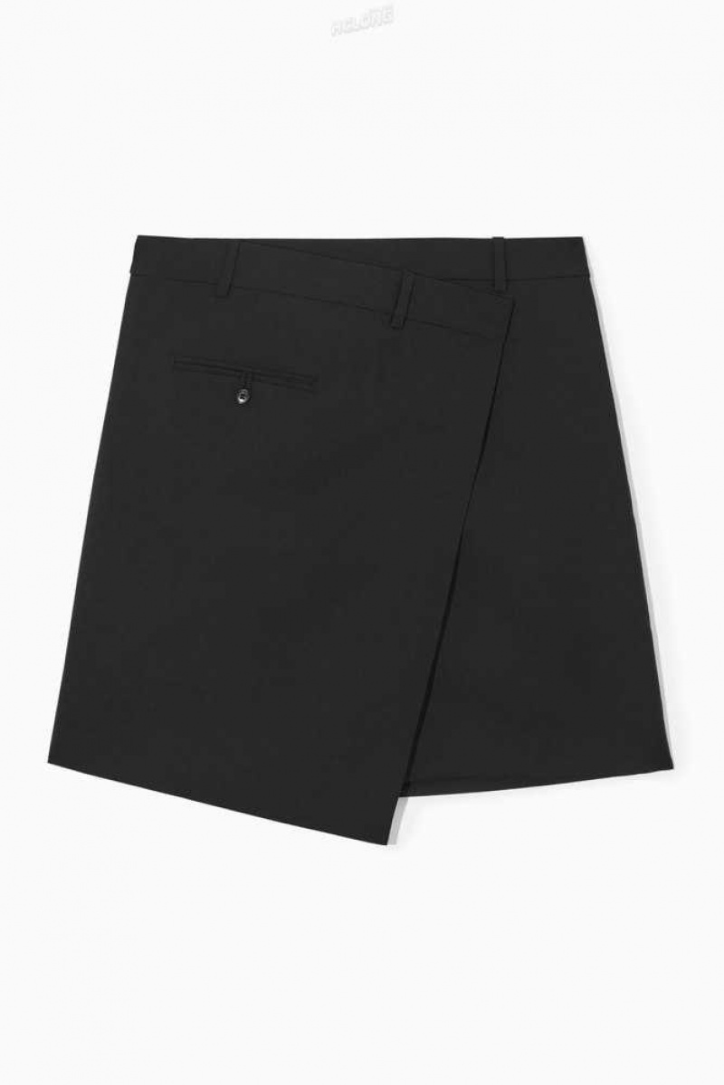 COS Asymmetric Wolle Mini Wrap Skirt Röcke Damen | 9308-TGXKO