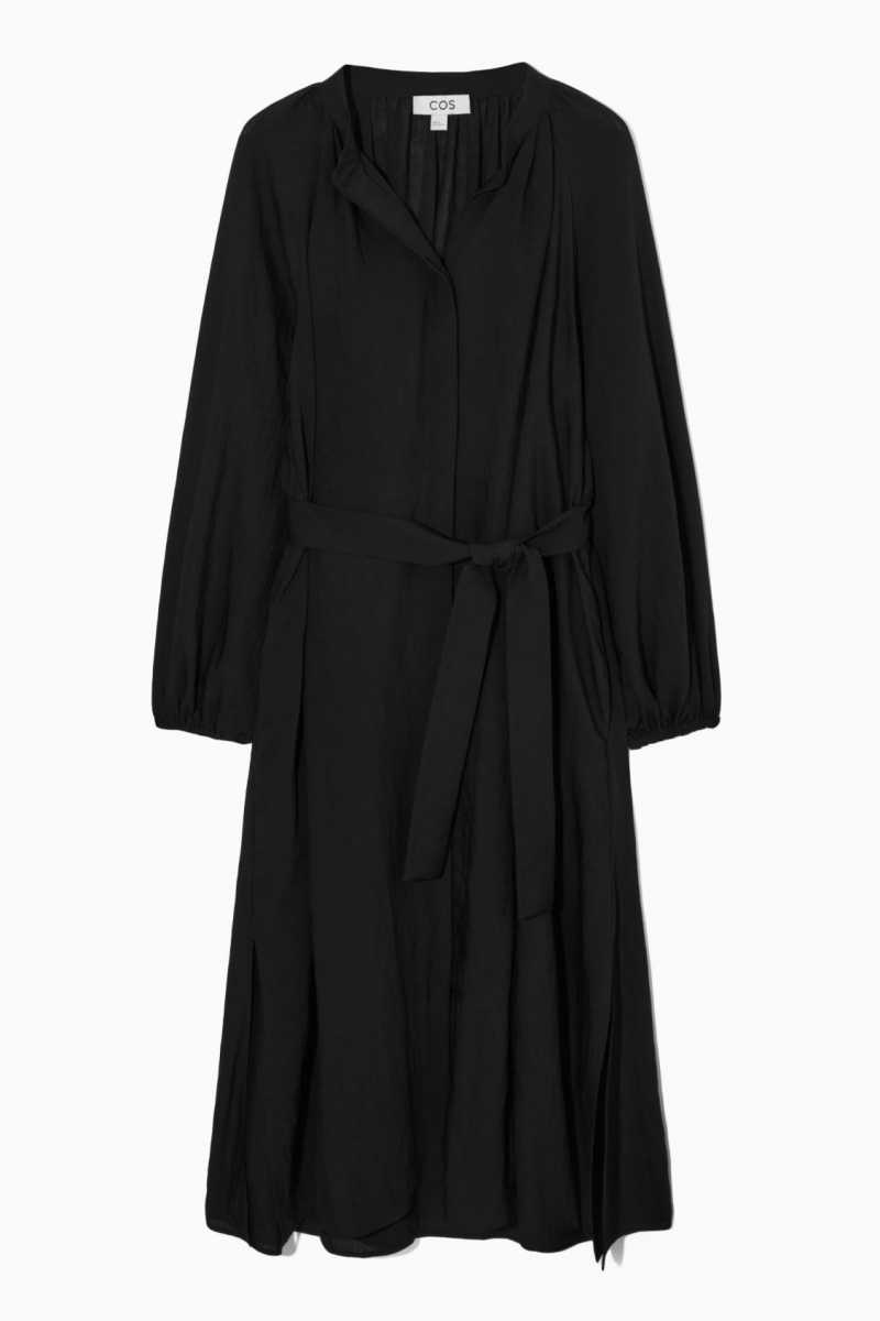 COS Belted Midi Kleid Damen Schwarz | 6134-GEBRS