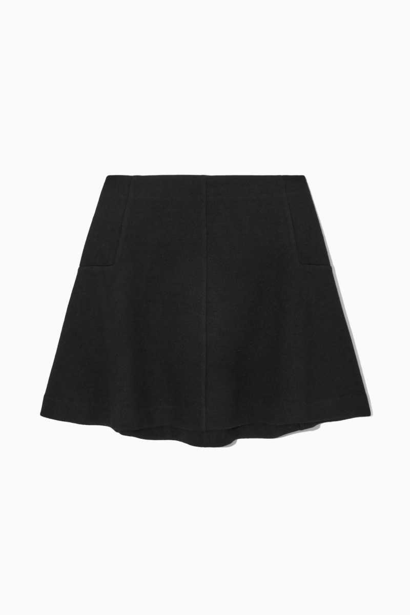 COS Boiled-Wolle Mini Röcke Damen Schwarz | 3495-EMQAN