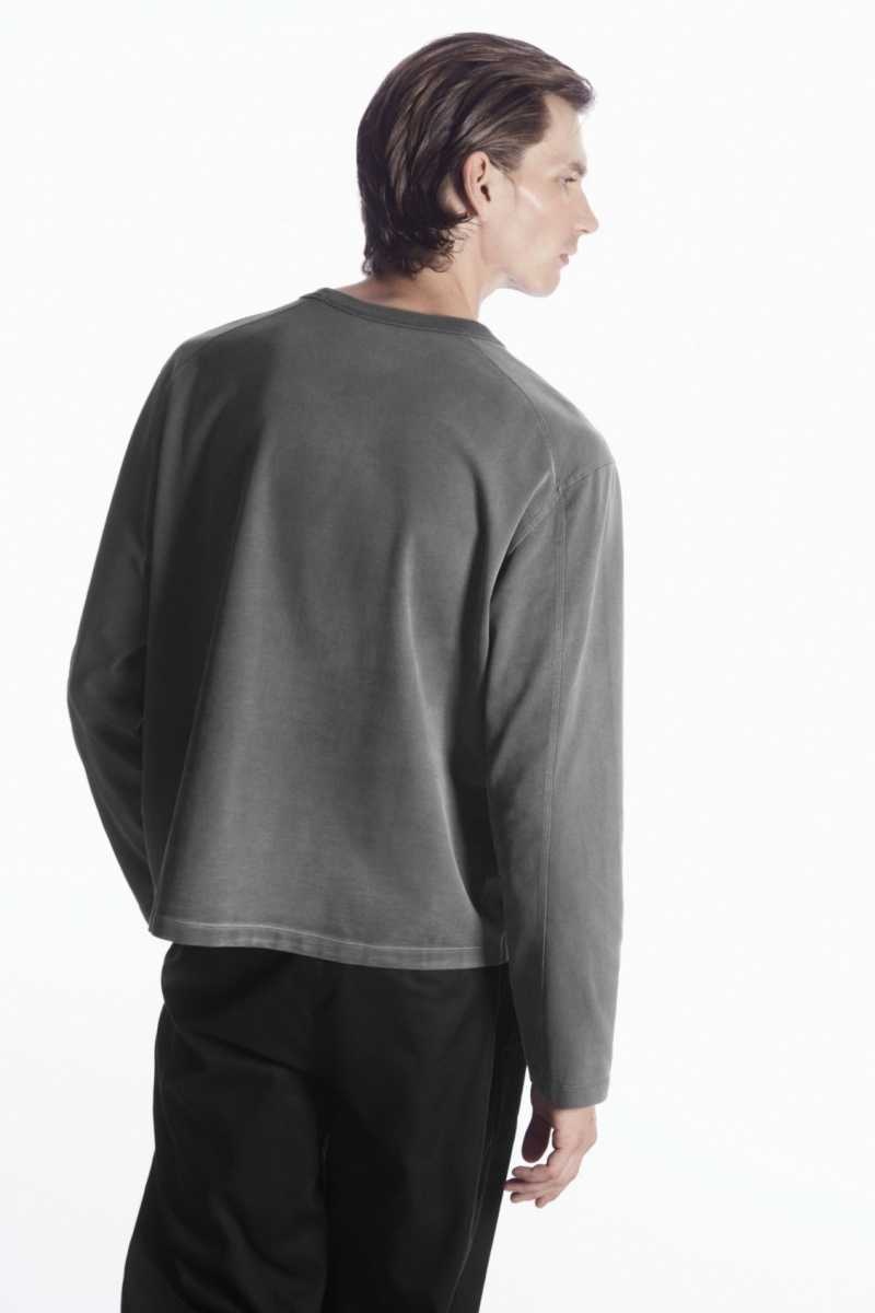 COS Boxy Heavyweight Long-Sleeved T-shirts Herren Dunkelgrau | 2569-KURWE