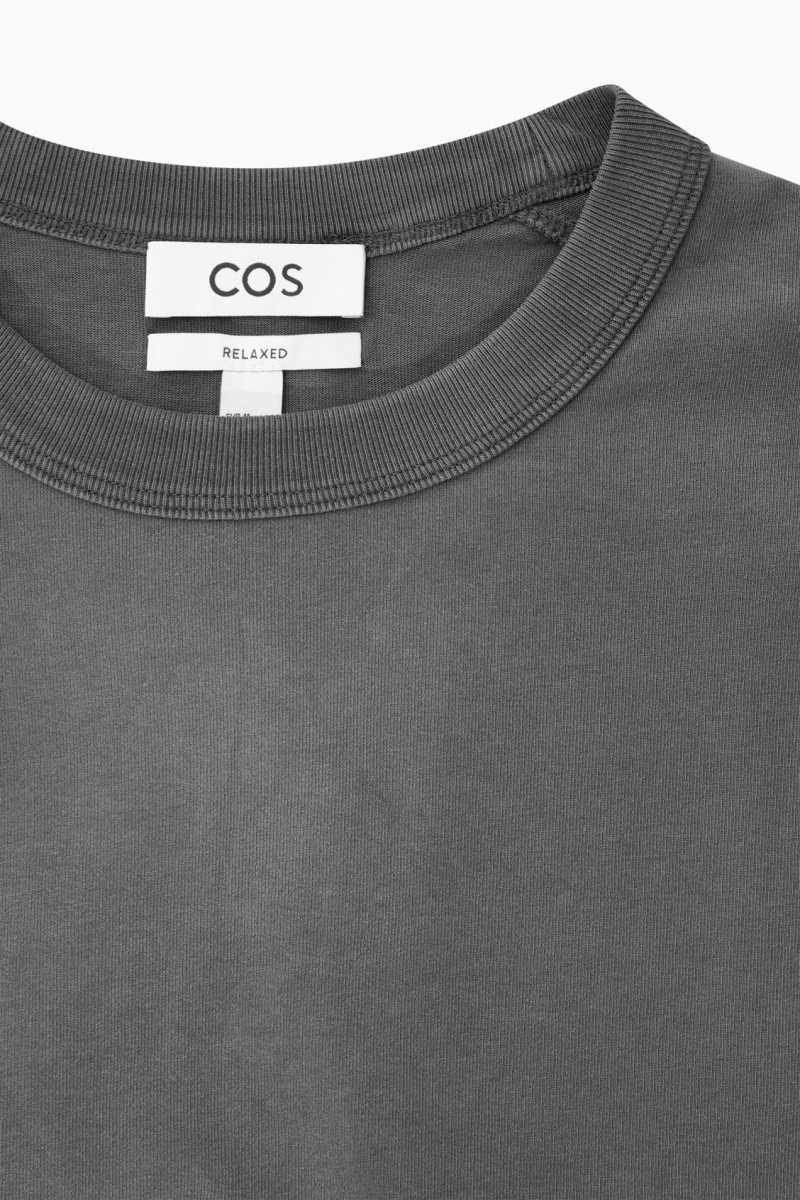 COS Boxy Heavyweight Long-Sleeved T-shirts Herren Dunkelgrau | 2569-KURWE