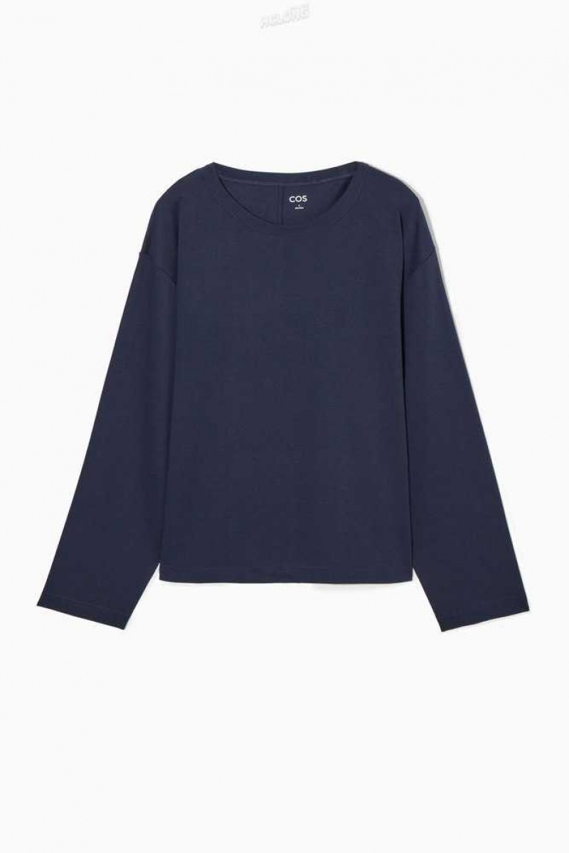 COS Boxy Long-Sleeved T-Shirt T-shirts Damen | 7584-JOWGB