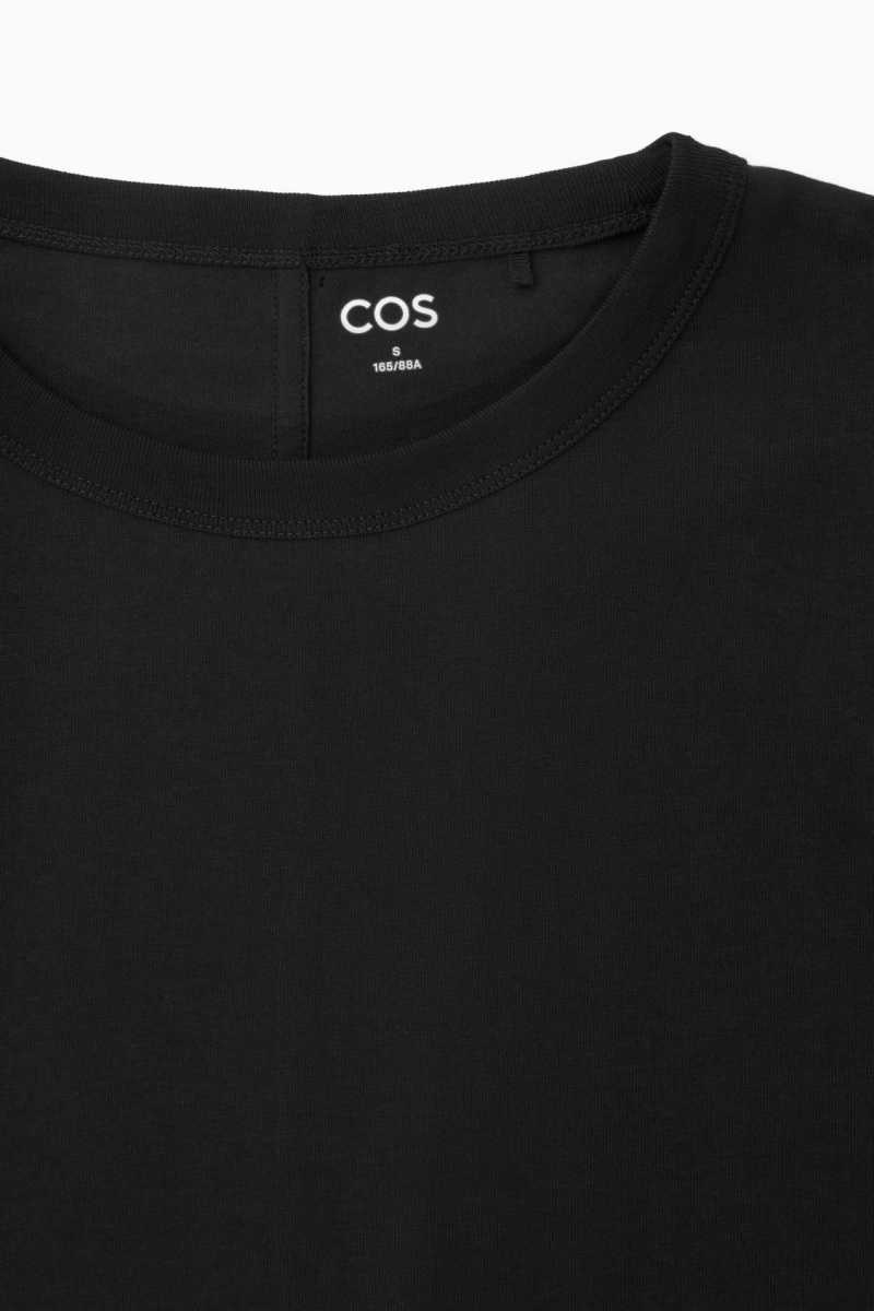 COS Boxy Long-Sleeved T-shirts Damen Schwarz | 7094-WZBMN