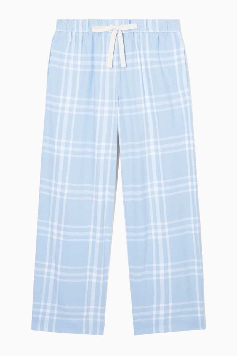 COS Checked Flannel Pajama Set Pyjama Damen Hellblau Weiß | 9635-OADIX