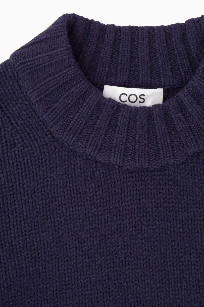 COS Chunky Pure Cashmere Crew-Neck Pullover Damen Navy | 8763-EWVYH