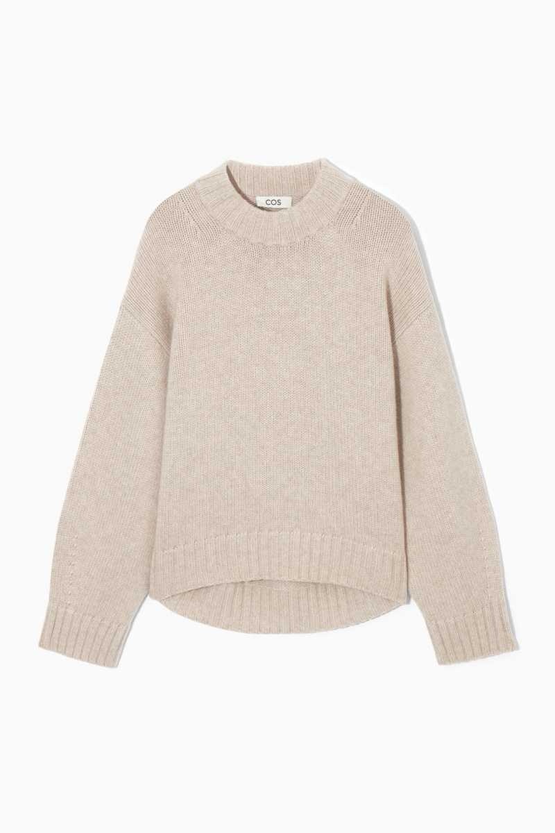 COS Chunky Pure Cashmere Crew-Neck Pullover Damen Weiß | 8510-MNSCE