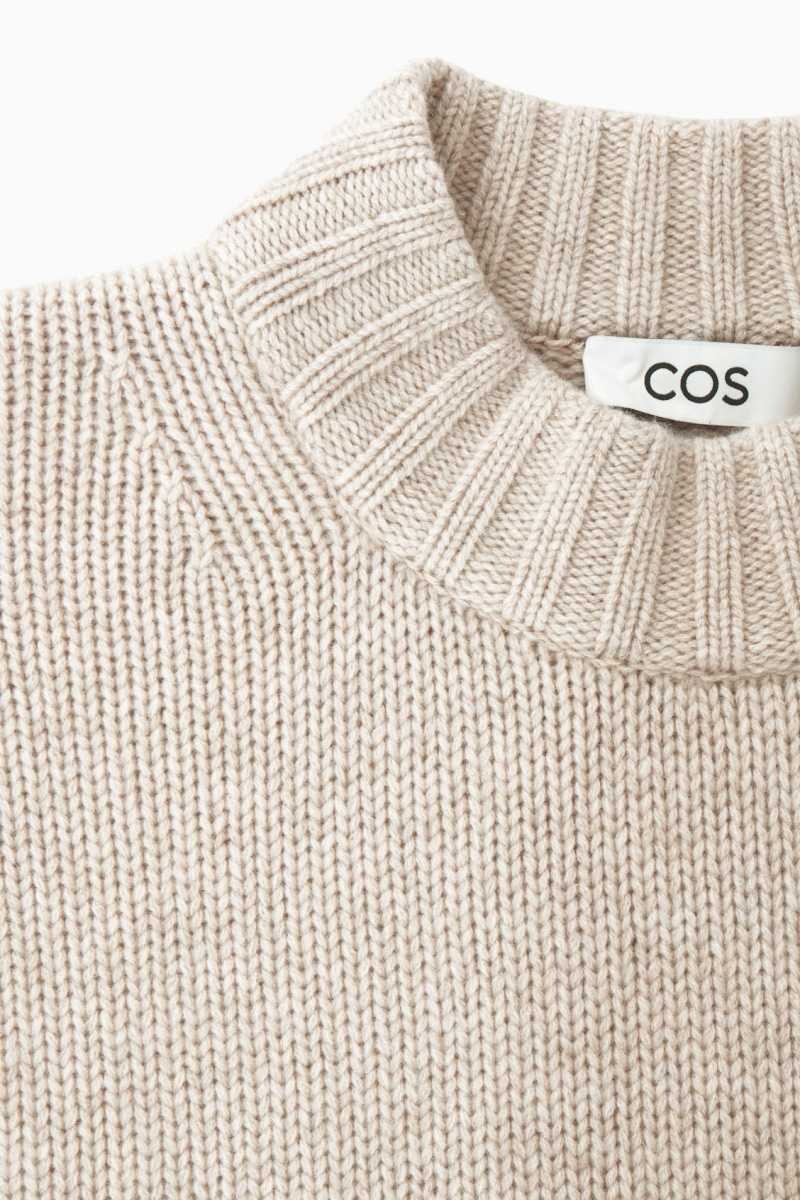 COS Chunky Pure Cashmere Crew-Neck Pullover Damen Weiß | 8510-MNSCE