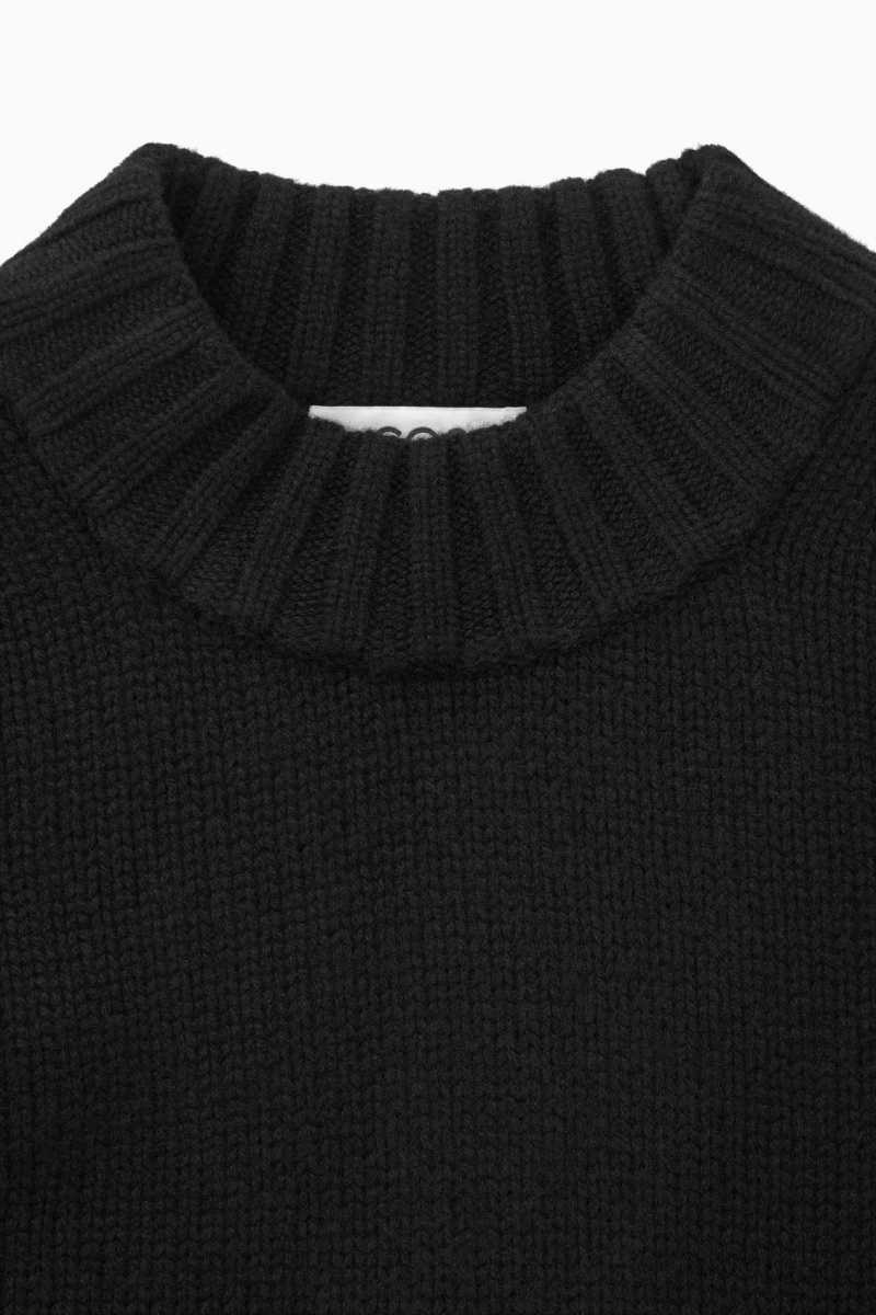 COS Chunky Pure Cashmere Crew-Neck Pullover Damen Schwarz | 2906-MCSTO