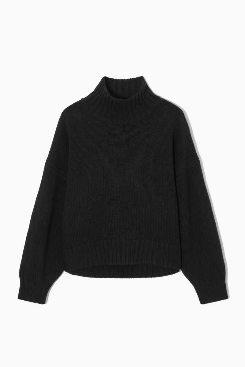 COS Chunky Pure Cashmere Turtleneck Pullover Damen Schwarz | 5679-JUFDX