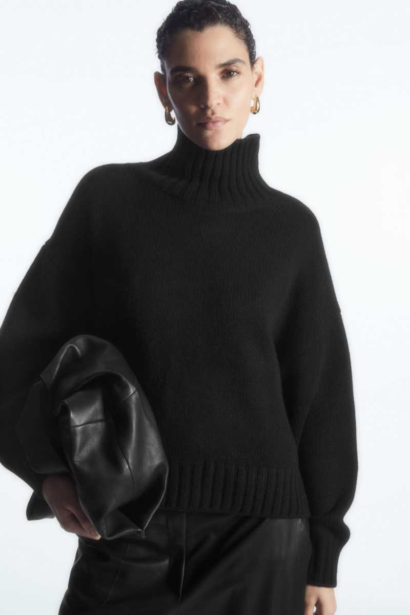 COS Chunky Pure Cashmere Turtleneck Pullover Damen Schwarz | 5679-JUFDX