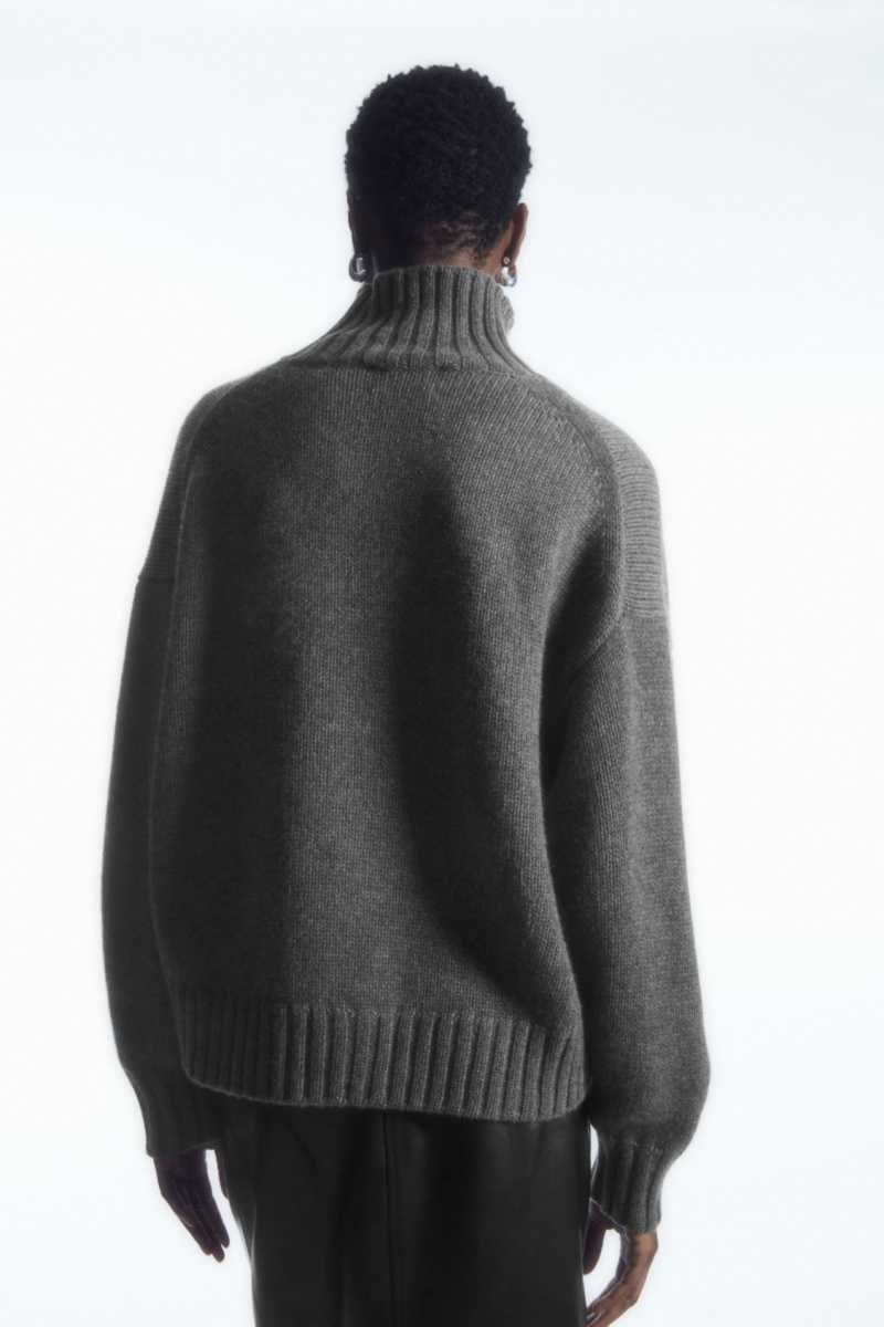 COS Chunky Pure Cashmere Turtleneck Pullover Damen Dunkelgrau | 6103-XFQHR