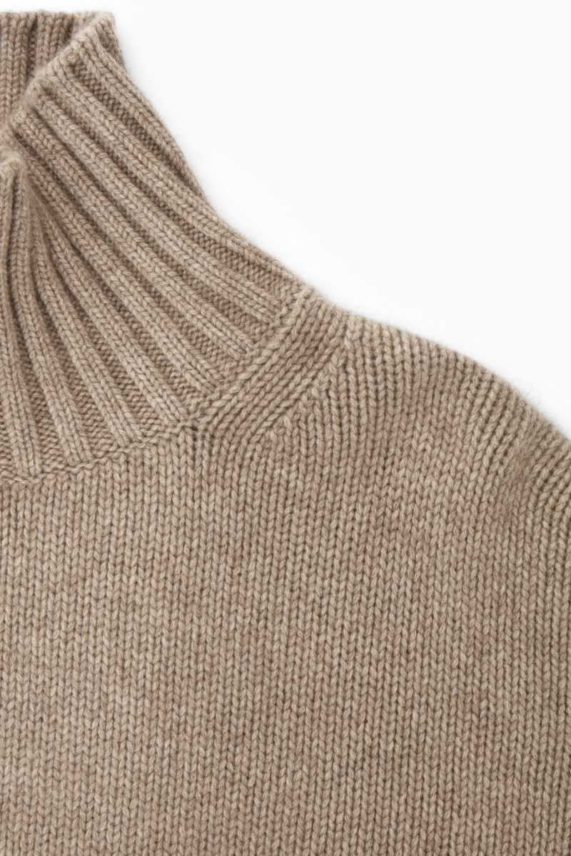 COS Chunky Pure Cashmere Turtleneck Pullover Damen Beige | 8571-QEHLI