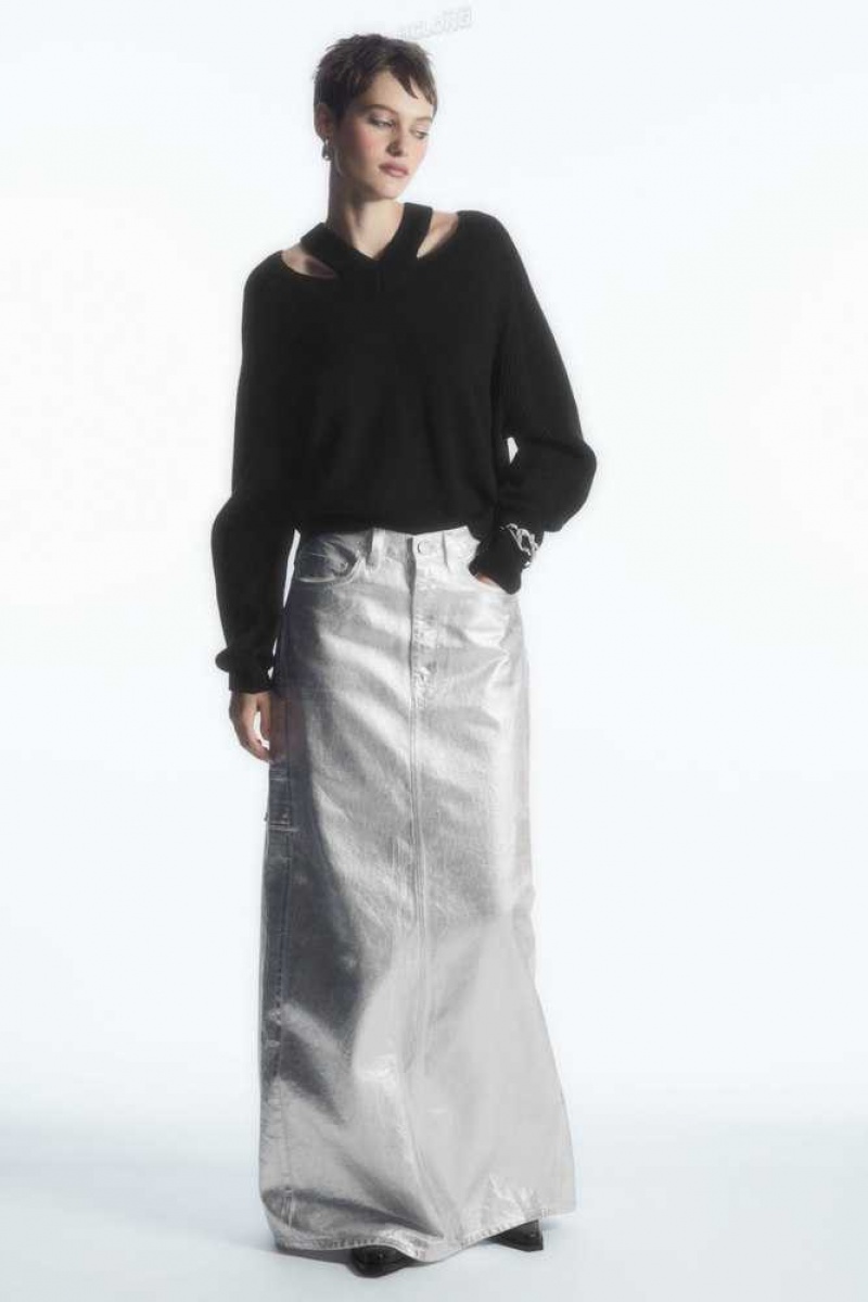 COS Coated-Denim Maxi Skirt Röcke Damen | 3046-XPTGC