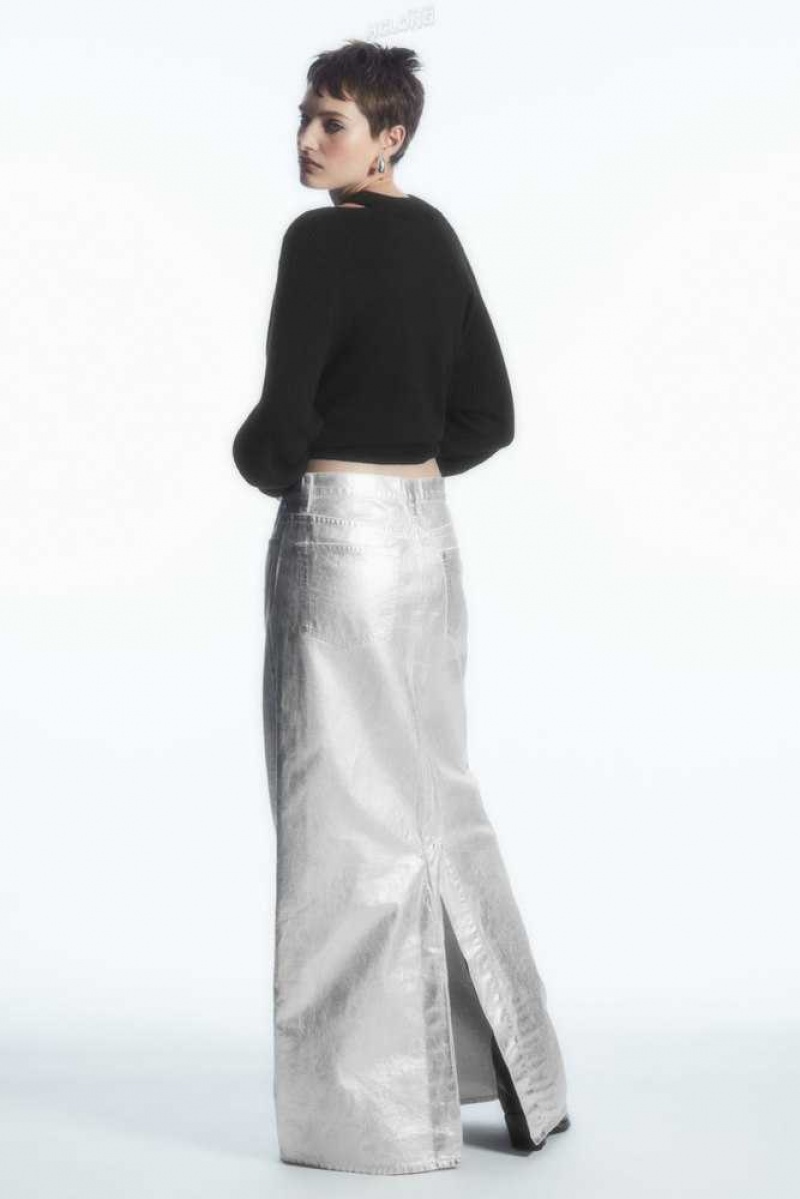 COS Coated-Denim Maxi Skirt Röcke Damen | 3046-XPTGC