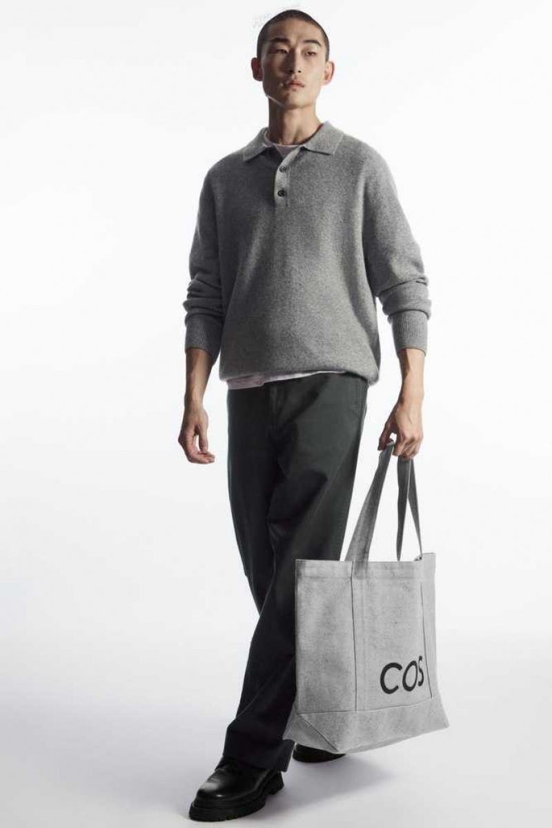 COS Cos Utility Tote - Canvas Taschen Herren Dunkelgrau | 7021-ZJLSX