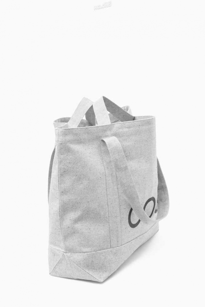 COS Cos Utility Tote - Canvas Taschen Herren Dunkelgrau | 7021-ZJLSX