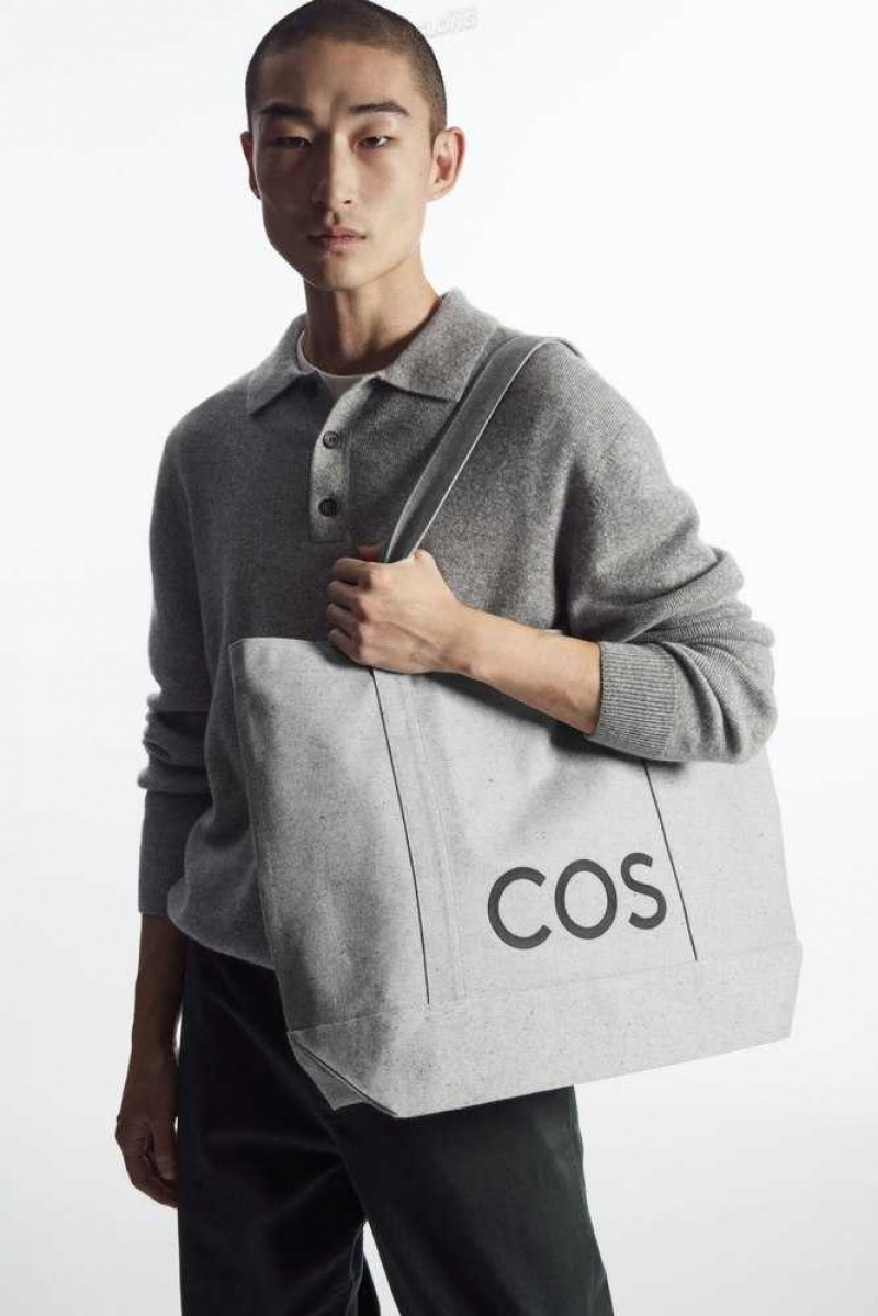 COS Cos Utility Tote - Canvas Taschen Herren Dunkelgrau | 7021-ZJLSX