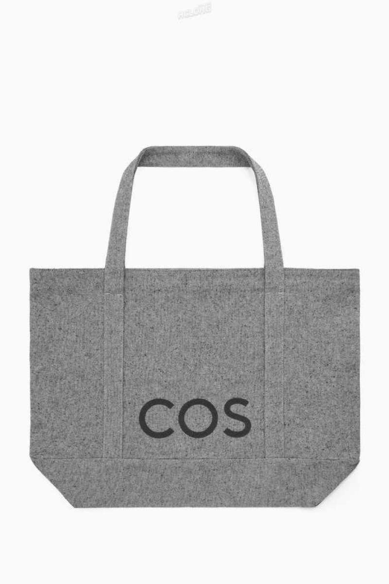 COS Cos Utility Tote - Canvas Taschen Herren Dunkelgrau | 4096-VIRZB